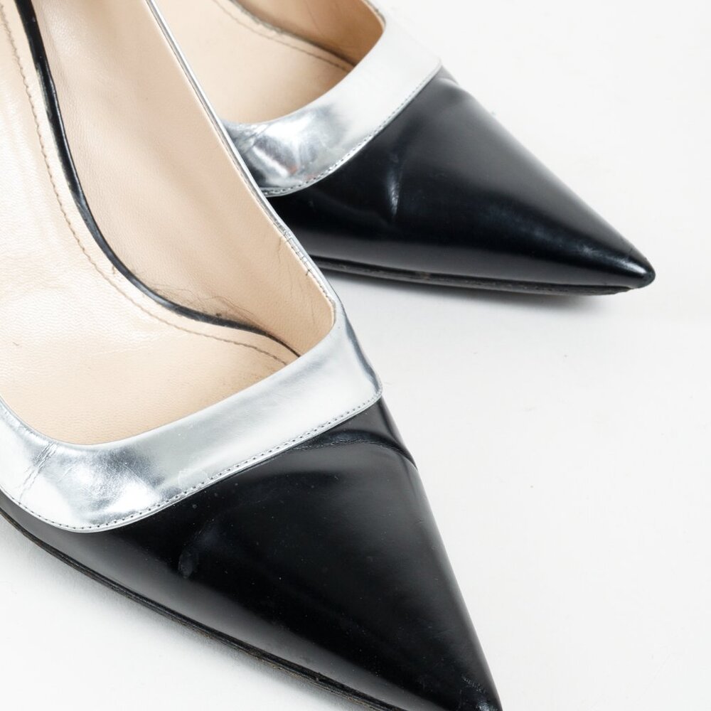 Prada Metallic Rim Point Toe Stiletto Heels - Picture 8 of 10